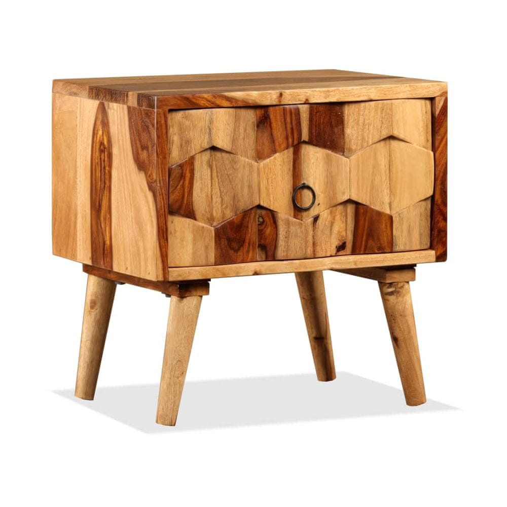 Petromila vidaXL Nočný stolík s 1 zásuvkou, masívne sheeshamové drevo
